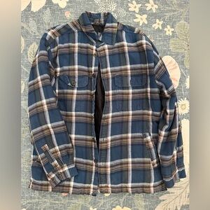 Basic Editions Navy Plaid Shirt Jacket